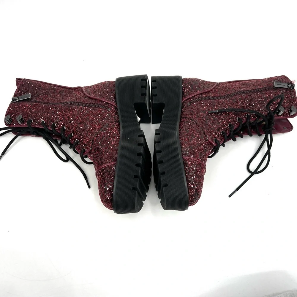 Michael Kors Bryce Combat Boots Women's Lace Up Lug Sole Dark Berry Size 5.5 M - Picture 6 of 8